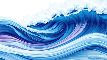 Abstract Wave Digital Art, Bright Colors, Deep Mood