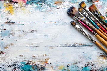 Obraz premium Colorful Paint Brushes on a Textured Surface