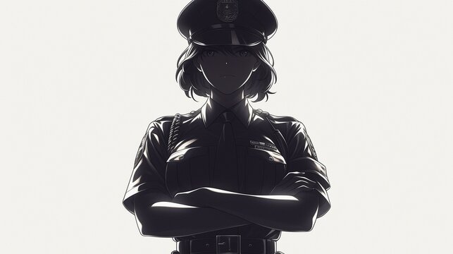 女性警察官の黒いシルエット25