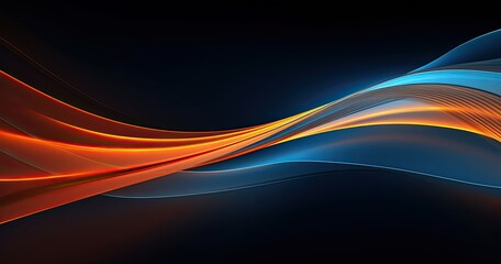 Naklejka premium Abstract waves of orange and blue light flowing against a dark background.