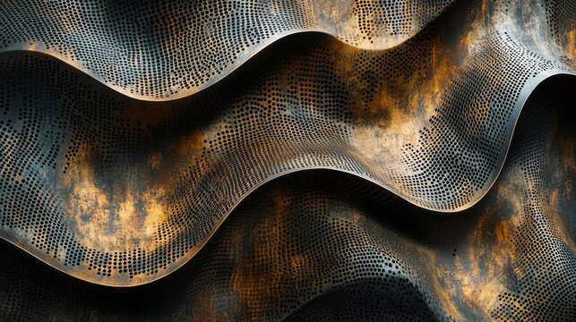Abstract Wavy Metal Surface With Perforated Design