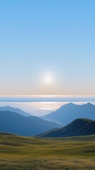 Obraz premium Serene sunset over rolling hills scenic landscape natural environment panoramic viewpoint