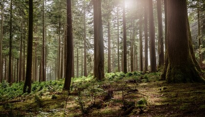 Obraz premium Discover the beauty of towering trees and lush foliage. 