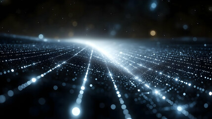 Obraz premium Glowing Abstract Background with Bright Blue and White Particles and Lines