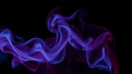 Fototapeta premium Abstract vibrant purple and blue smoke swirls against a black background