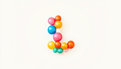 Colorful balloons arranged to form the letter 'L' on a bright background, ideal for celebrations