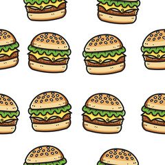 Burger pattern seamless for fast food packaging