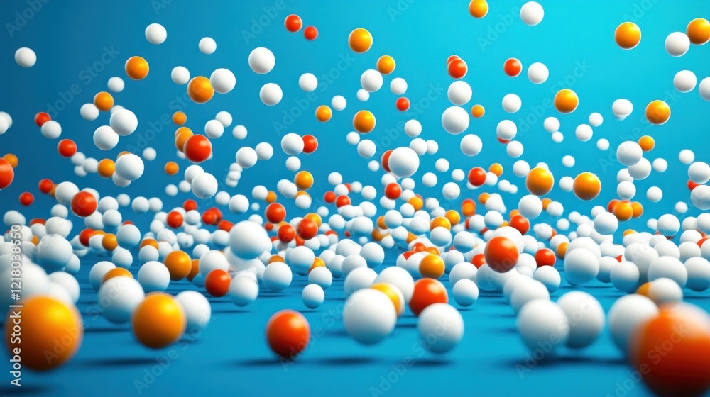 Fototapete abstract colorful spheres in motion: a dynamic 3d render