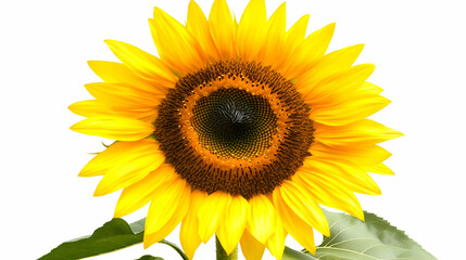 Fototapeta premium Vibrant sunflower blooming, isolated on white. Plants, nature, photography, summer