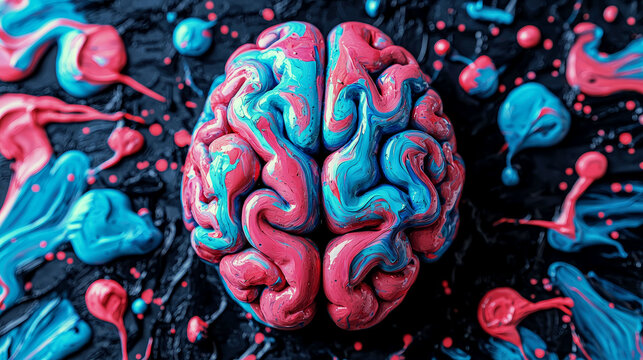 Abstract Brain: A mesmerizing exploration of the human brain's intricate structure and cognitive functions through vibrant colors and fluid forms.