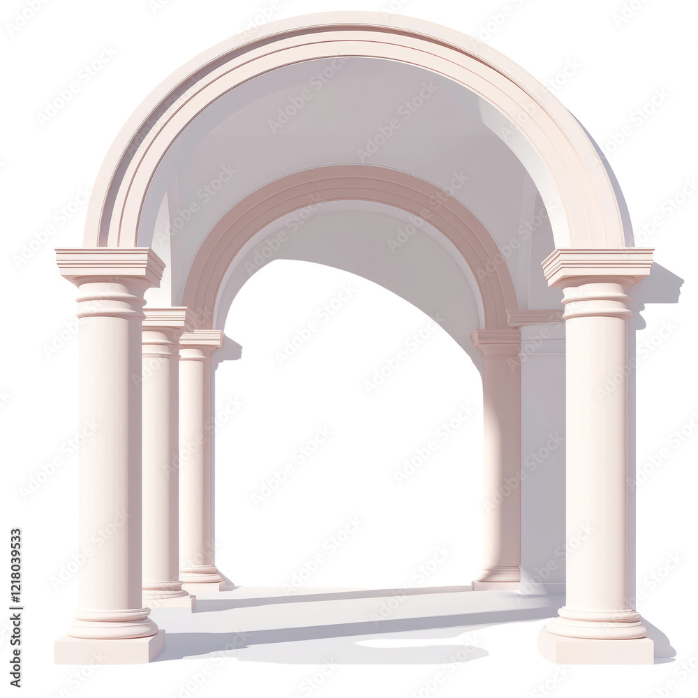 Poster A 3D rendering of an elegant architectural archway featuring classical columns and a rounded design.