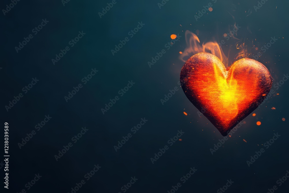 Aufkleber a heart shaped fire emitting bright sparks in a dark background creating a warm and inviting atmosph