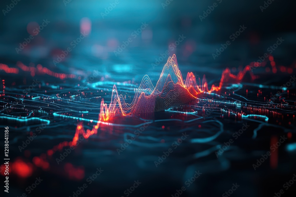 Poster Vibrant Digital Representation of Flowing Red and Blue Waves Intertwined in Artistic Harmony Creating a Dynamic and Energetic Visual Experience