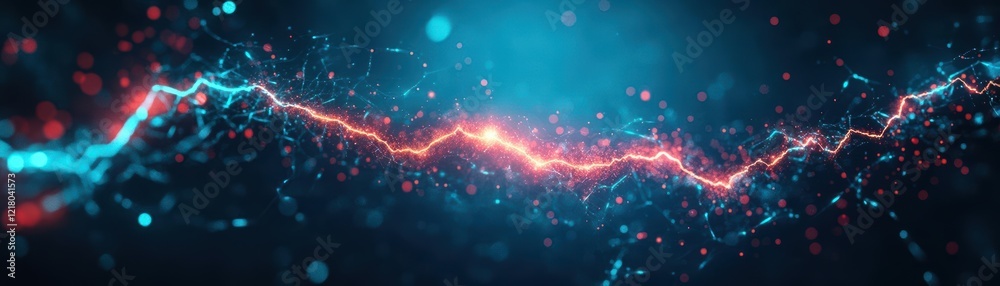 Fototapete vibrant light display against dark backdrop with striking contrasts of blue and red illuminating the