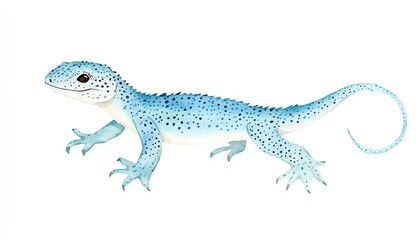 Naklejka premium Vibrant Blue Lizard Illustration Showcasing Detailed Features and Natural Habitat Elements
