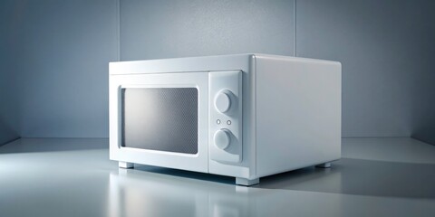 Fototapeta premium White Microwave on Cube - Minimalist Product Photography - Rule of Thirds Composition
