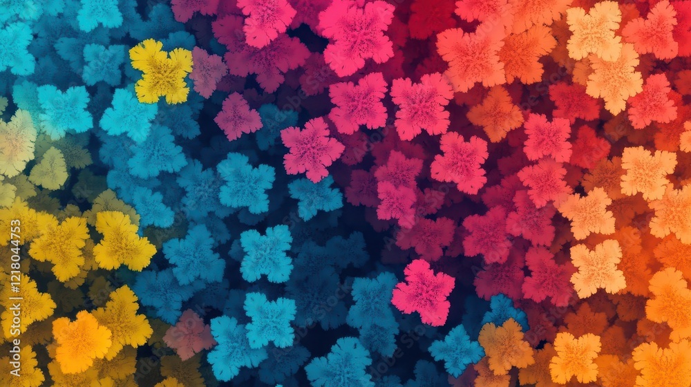 Poster abstract digital fractals forming a colorful pattern, mesmerizing and intricate
