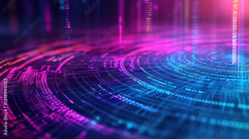 Poster abstract digital fractals forming a colorful pattern, mesmerizing and intricate