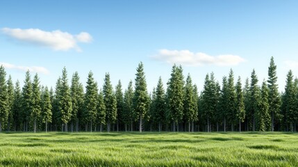 Fototapeta premium Green Forest and Grassy Field