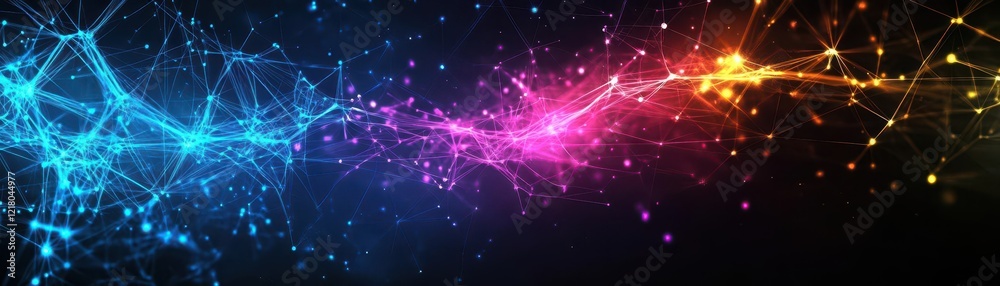 Aufkleber abstract visualization of artificial intelligence, neural networks in vibrant colors, glowing energy
