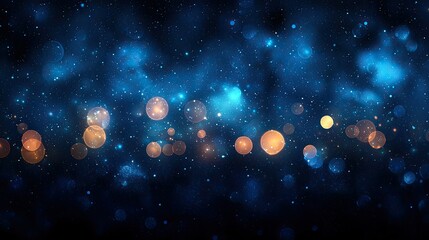Abstract Blue And Gold Galaxy Lights Background