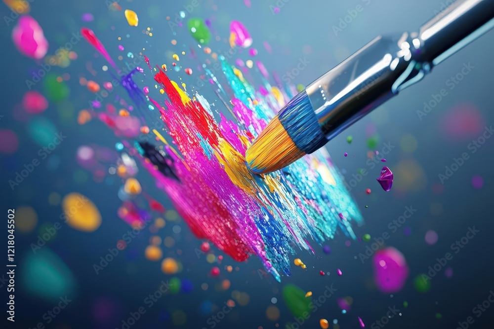 Poster ai creating digital art on a virtual canvas, vibrant colors, energetic strokes, surreal composition