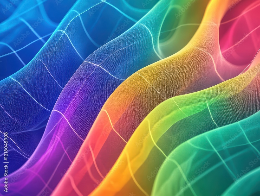 Aufkleber Vibrant Rainbow Colored Background with Fluid Wavy Patterns Creating a Playful and Energetic Atmosphere Ideal for Abstract Art and Design Projects