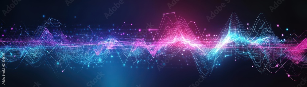 Aufkleber Futuristic Abstract Technology Background Featuring Glowing Lines and Dots Creating a Dynamic and Engaging Digital Aesthetic for Modern Designs