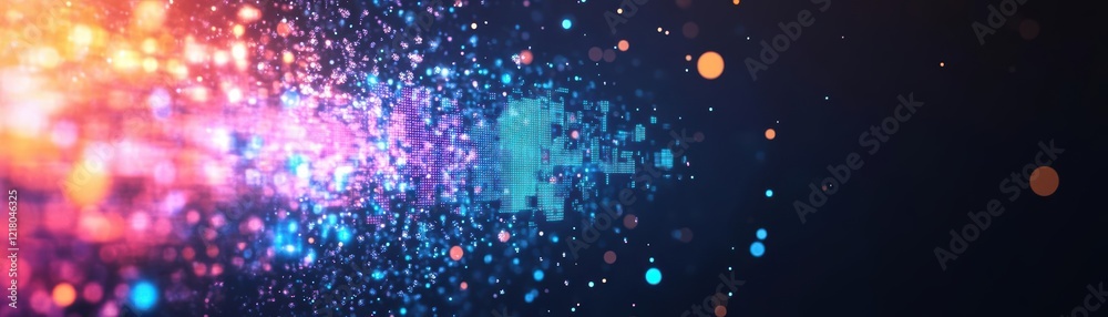 Aufkleber vibrant colorful abstract background featuring bright blue and pink hues against a deep black backdr