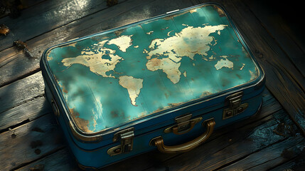 Vintage Suitcase with World Map: A Symbol of Global Travel and Adventure