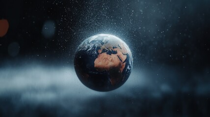 Fototapeta premium A visually striking wallpaper of Earth dissolving into rain, blending natural and artistic elements