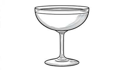 Elegant champagne coupe glass illustration showcasing a minimalist design against a plain backdrop