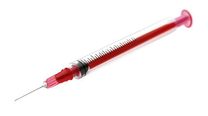 Fototapeta premium A syringe with blood and medical injection equipment with transparent PNG background