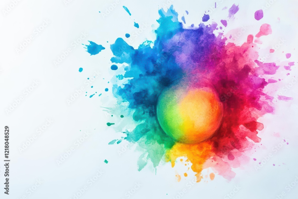 Aufkleber vibrant colorful paint splashes on a clean white background creating an artistic and energetic atmos