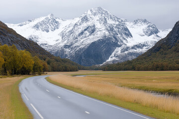 Fototapeta premium A road with a mountain in the background