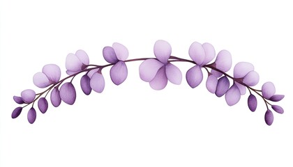 Delicate purple floral arrangement showcasing soft petals and graceful curves on a white background