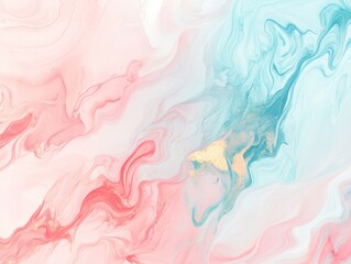Abstract Swirls of Coral and Teal with Glimmering Gold Accents Background Texture