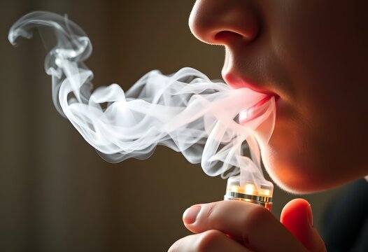 Vaporizer Smoke Inhalation Close Up Image