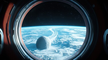 Fototapeta premium Epic comet encounter cockpit of futuristic spacecraft digital art cosmic environment immersive viewpoint space exploration