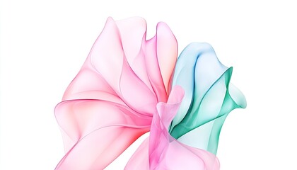 Fototapeta premium Abstract design featuring flowing pastel-colored shapes blending harmoniously against a white background
