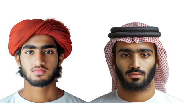 Two men with red turbans and beards