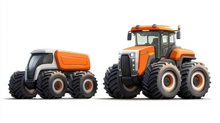Naklejka premium Modern Agricultural Tractors A Powerful Duo for Farming
