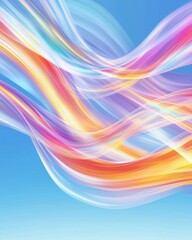 Fototapeta premium Dynamic abstract light streaks intertwined in rainbow colors blue background digital art vivid and bold