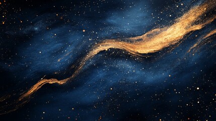 Abstract cosmic art gold and blue nebula