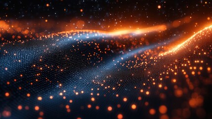 Obraz premium Abstract Orange and Blue Digital Wave