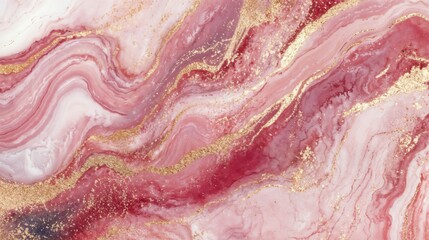 Pink marble texture with flowing gold streaks and red accents creating a luxurious design. branding materials, decorative designs, and modern art.Luxury. Sophistication. The timeless elegance of flui
