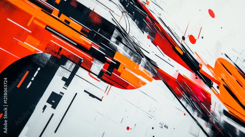 Fototapete close-up of a modern graphic with abstract elements and dynamic compositions, highlighting innovativ