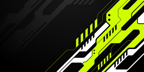 Green and White Modern Abstract Futuristic Cyberpunk Banner Background Vector