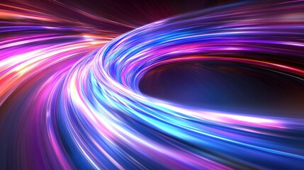 Colorful swirling lines in shades of purple and blue create a dynamic flow that evokes energy and motion in a captivating abstract design