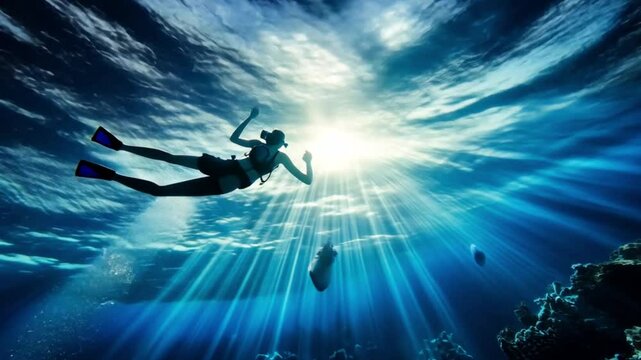 Underwater Serenity: A Diver's Journey Through Sunlit Depths